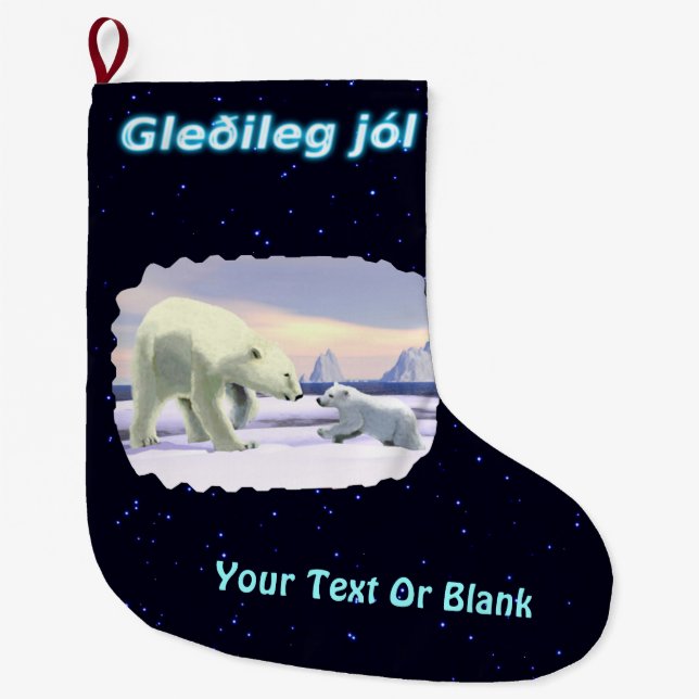 Meia De Natal Grande Gleðileg jól - Mama Nose Best (Frente)