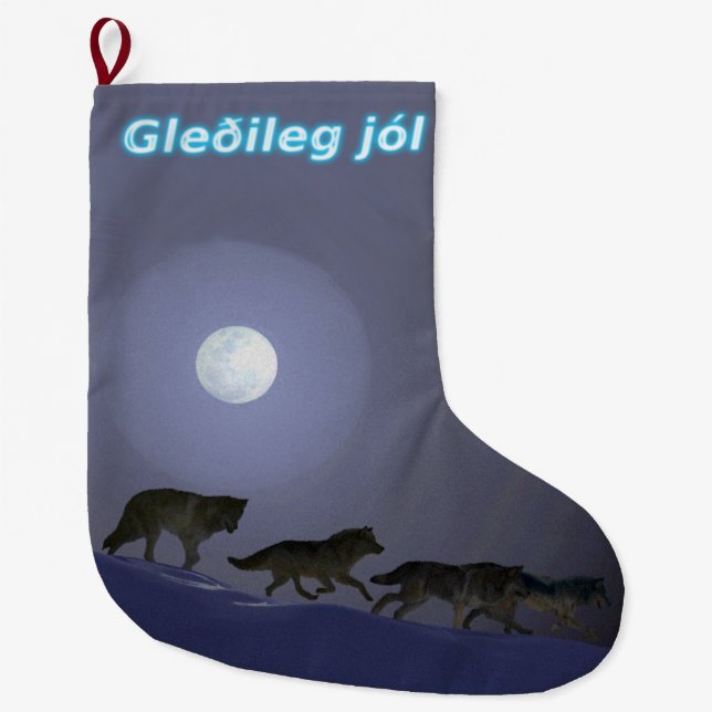 Meia De Natal Grande Gleðileg jól - Wolf Pack (Frente)
