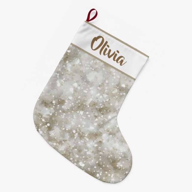 Meia De Natal Grande Glitter Christmas Stocking | Personalized Name  (Frente (Pendurada))