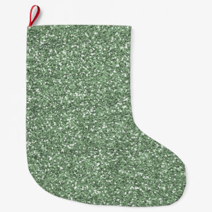Meia De Natal Grande Glitter verde