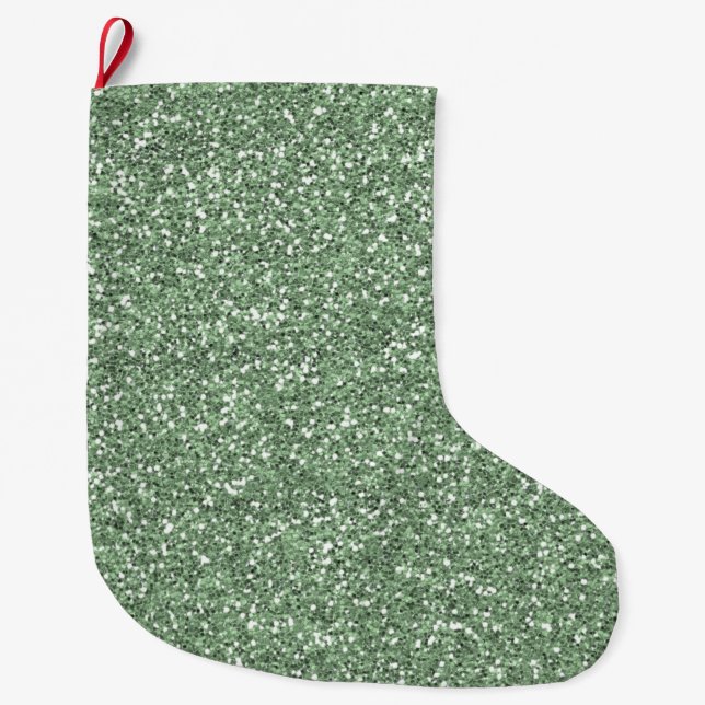 Meia De Natal Grande Glitter verde (Frente)