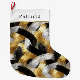 Meia De Natal Grande Gold Silver Christmas Black Celebration