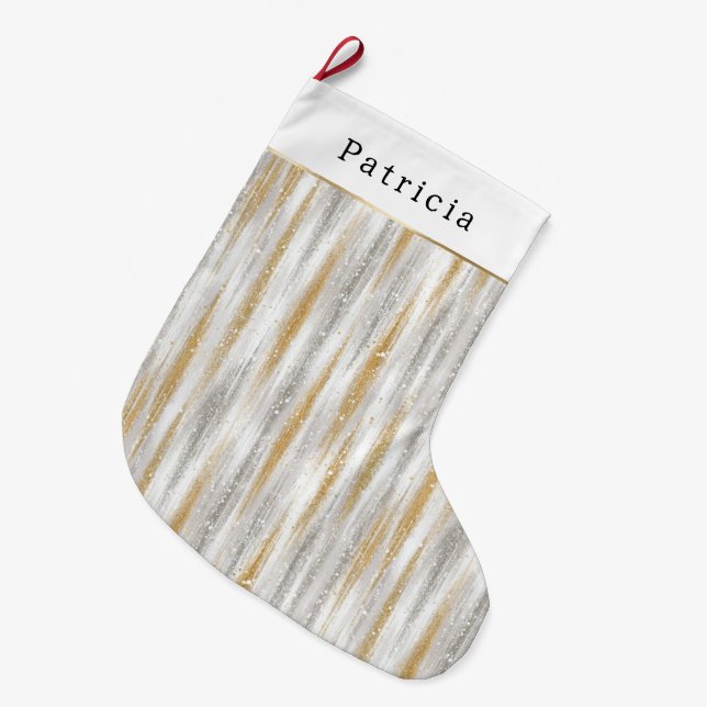 Meia De Natal Grande Gold Silver Christmas Celebration (Frente (Pendurada))