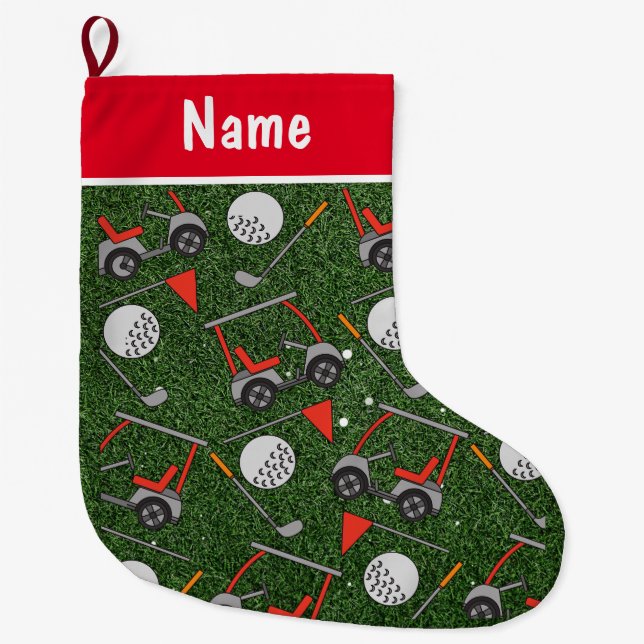 Meia De Natal Grande Golfe Personalizado Dão de Natal Golf Teme (Frente)