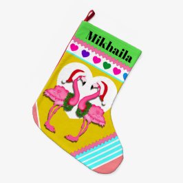 Meia De Natal Grande Grande Folha Flamingo de Natal