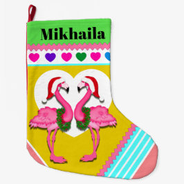 Meia De Natal Grande Grande Folha Flamingo de Natal