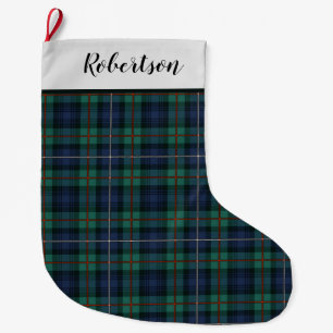 Meia De Natal Grande Green Purple Personalizado Robertson Tartan
