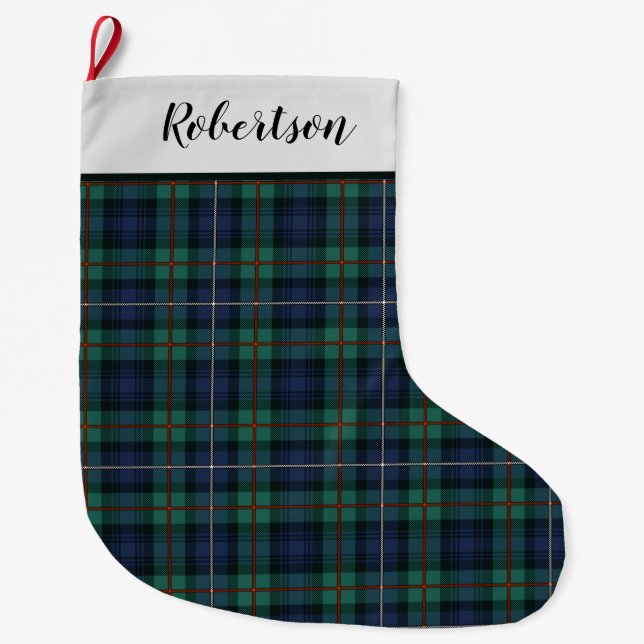 Meia De Natal Grande Green Purple Personalizado Robertson Tartan (Frente)