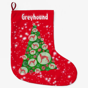 Meia De Natal Grande Greyhound Dog Natal Grande Decoração de Árvore Ver