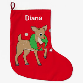 Meia De Natal Grande Grinalda do Natal da rena do bebê customizável