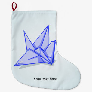 Meia De Natal Grande Grua origami azul