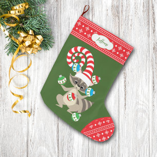 Meia De Natal Grande Guaxinim de mnanipulação bonito