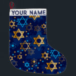 Meia De Natal Grande Hanukkah Chanukah Blue Modern Christmas JewLar<br><div class="desc">Hanukah,  menorah,  decoração domiciliar,  decoração de Hanukkah,  menorah colorida,  dezembro judeu,  pasto de menorah,  personalizado,  festival de luzes.</div>