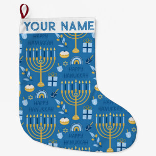 Meia De Natal Grande Hanukkah Chanukah Blue Modern Christmas JewLar