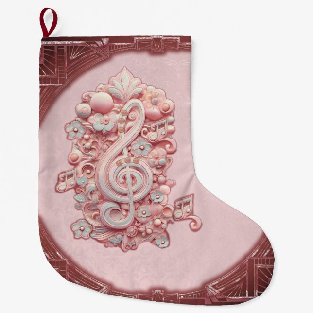 Meia De Natal Grande Harmonia a rosa, uma majestosa e estilizada clave  (Frente)