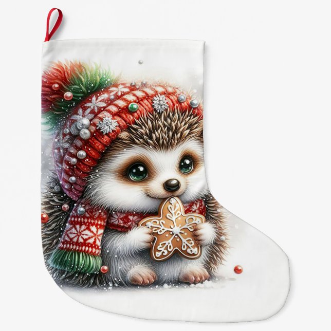 Meia De Natal Grande Hedgehog (Frente)