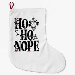 Meia De Natal Grande "Ho Ho Não" Crânio Gótico Assustador Divertido