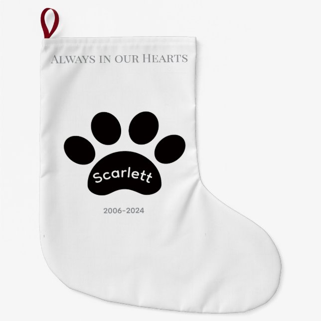 Meia De Natal Grande Holiday Tribute with Black & White Paw Prints (Frente)