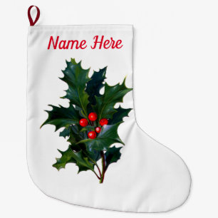 Meia De Natal Grande Holly Berry Christmas Stocking