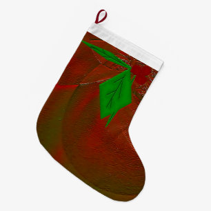 Meia De Natal Grande "Holly com Berries"