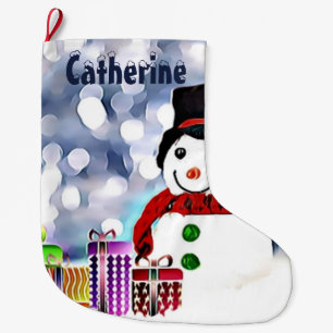Meia De Natal Grande Homem de neve com seus presentes