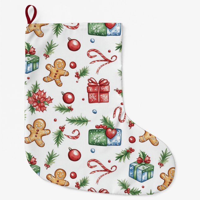 Meia De Natal Grande Homem-pão de Natal bonito (Frente)