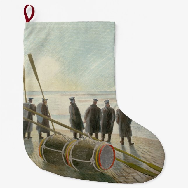 Meia De Natal Grande Homens na Praia (Trabalho Perigoso em Baixo Lado) (Frente)