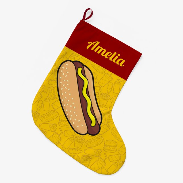 Meia De Natal Grande Hotdog (Frente (Pendurada))