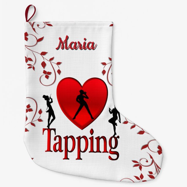 Meia De Natal Grande I Heart Tap Dance Personal (Frente)