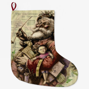 Meia De Natal Grande Ilustração Clássica do Papai Noel por Thomas Nast