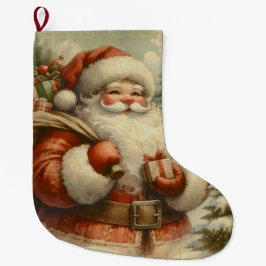 Meia De Natal Grande Ilustração do Pai Natal Retroativo