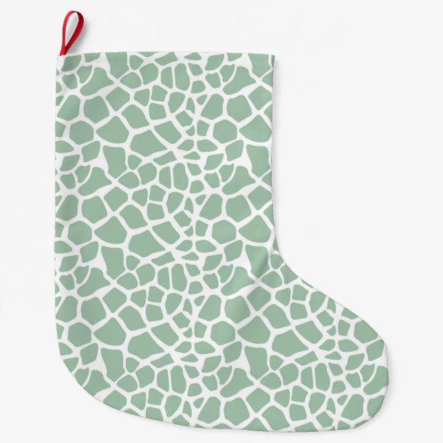 Meia De Natal Grande Impressão de Green Mint Giraffe (Frente)