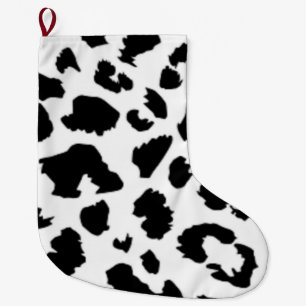 MEIA DE NATAL GRANDE IMPRESSÃO LEOPARD PRETA