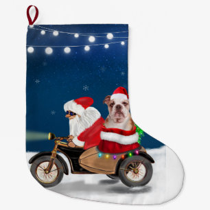 Meia De Natal Grande Inglês Buldogue Natal Papai Noel