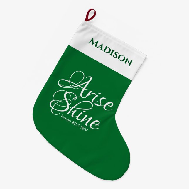 Meia De Natal Grande Inspiração e fé brilhante verde (Frente (Pendurada))