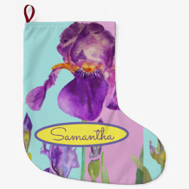 Meia De Natal Grande Íris azul púrpura irrisse natal floral