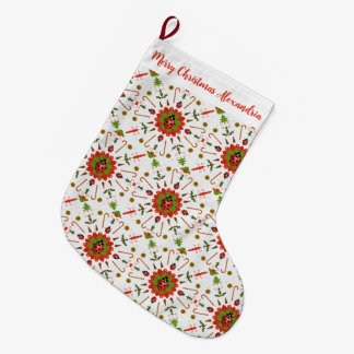 Meia De Natal Grande Joaninha-do-Natal Vermelha, Verde e Branca