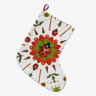 Meia De Natal Grande Joaninha-do-Natal Vermelha, Verde e Branca