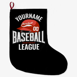 Meia De Natal Grande Jogador de Beisebol Personalizado NOME Equipe Camp