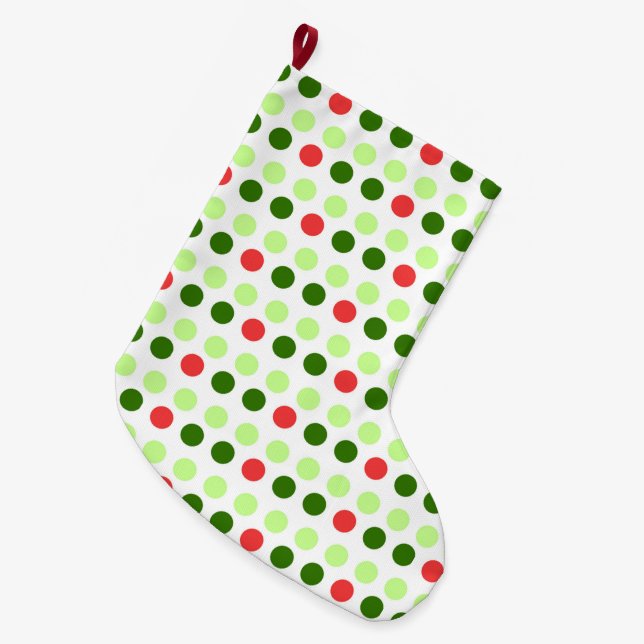 Meia De Natal Grande Jolly Holiday Polka Dots (Frente (Pendurada))