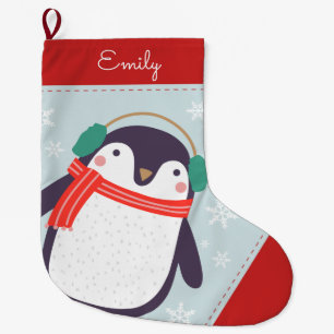 Meia De Natal Grande Jolly Penguin