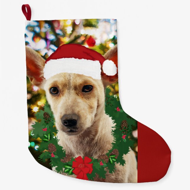 Meia De Natal Grande Joy para o Puppy (Frente)