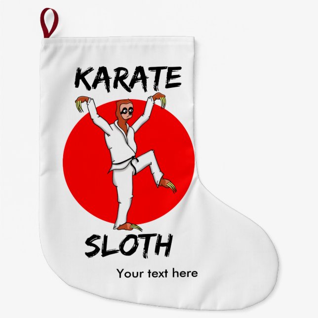 Meia De Natal Grande karate sloth ALL COMPRA TEXT.png (Frente)