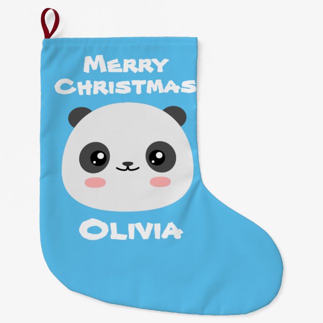 Meia De Natal Grande Kawaii Panda (Frente)