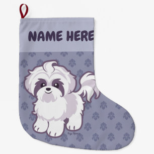 Meia De Natal Grande Kawaii Shih Tzu