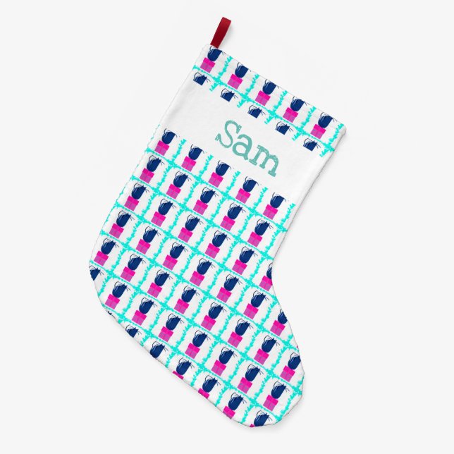 Meia De Natal Grande Kittens e Presentes de Natal (Frente (Pendurada))