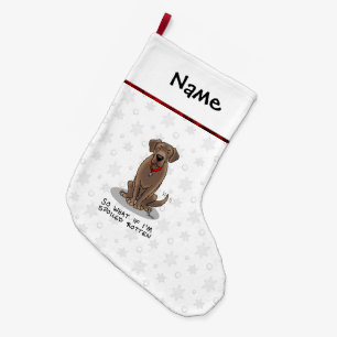 Meia De Natal Grande Labrador de Chocolate Rotulado Irritado