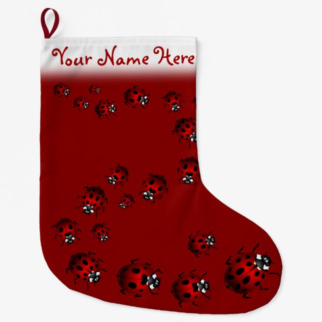 Meia De Natal Grande Ladybug Christmas Stocks Personalizado Ladybird (Frente)