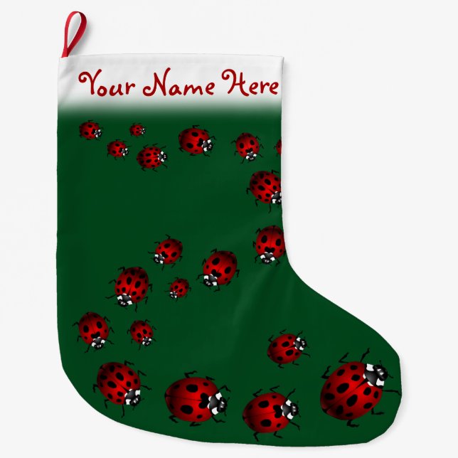 Meia De Natal Grande Ladybug Christmas Stocks Personalizado Ladybird (Frente)