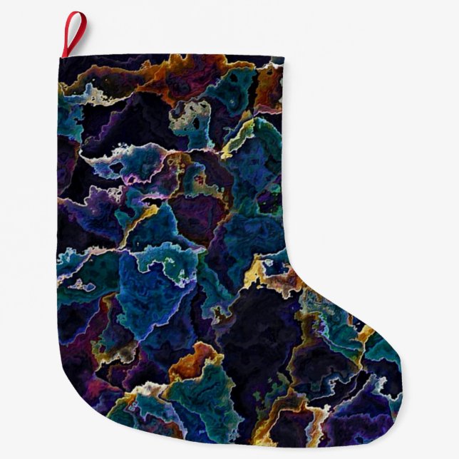 Meia De Natal Grande Lamas De Óleo (Frente)